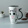 600ml Cute Cat Ceramics Coffee Mug with Lid Large Capacity Animal Mugs Creative Drinkware Coffee Tea Cups Novelty Gifts Milk Cup