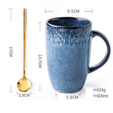 600ml Europe Retro Ceramic Mug With Spoon Coffee Creative Office Office Tea Drink Drinkware Couples Gift