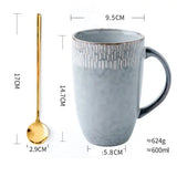 600ml Europe Retro Ceramic Mug With Spoon Coffee Creative Office Office Tea Drink Drinkware Couples Gift