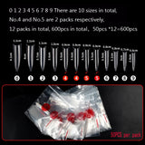 600pcs Acrylic Medium Long Stiletto Nail Tips Easy Coffin Nails Sharp False Nail Art Tips For Nails Salon Clear