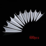 600pcs Acrylic Medium Long Stiletto Nail Tips Easy Coffin Nails Sharp False Nail Art Tips For Nails Salon Clear