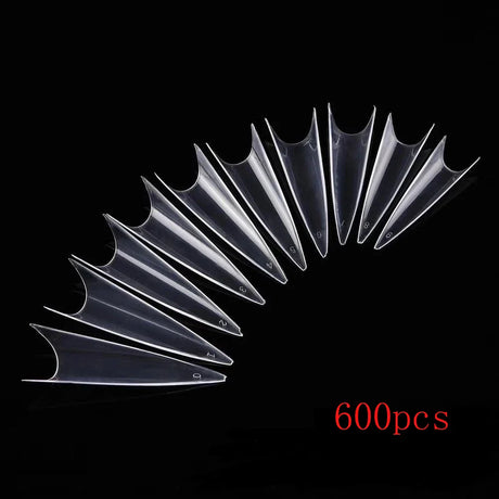 600pcs Acrylic Medium Long Stiletto Nail Tips Easy Coffin Nails Sharp False Nail Art Tips For Nails Salon Clear