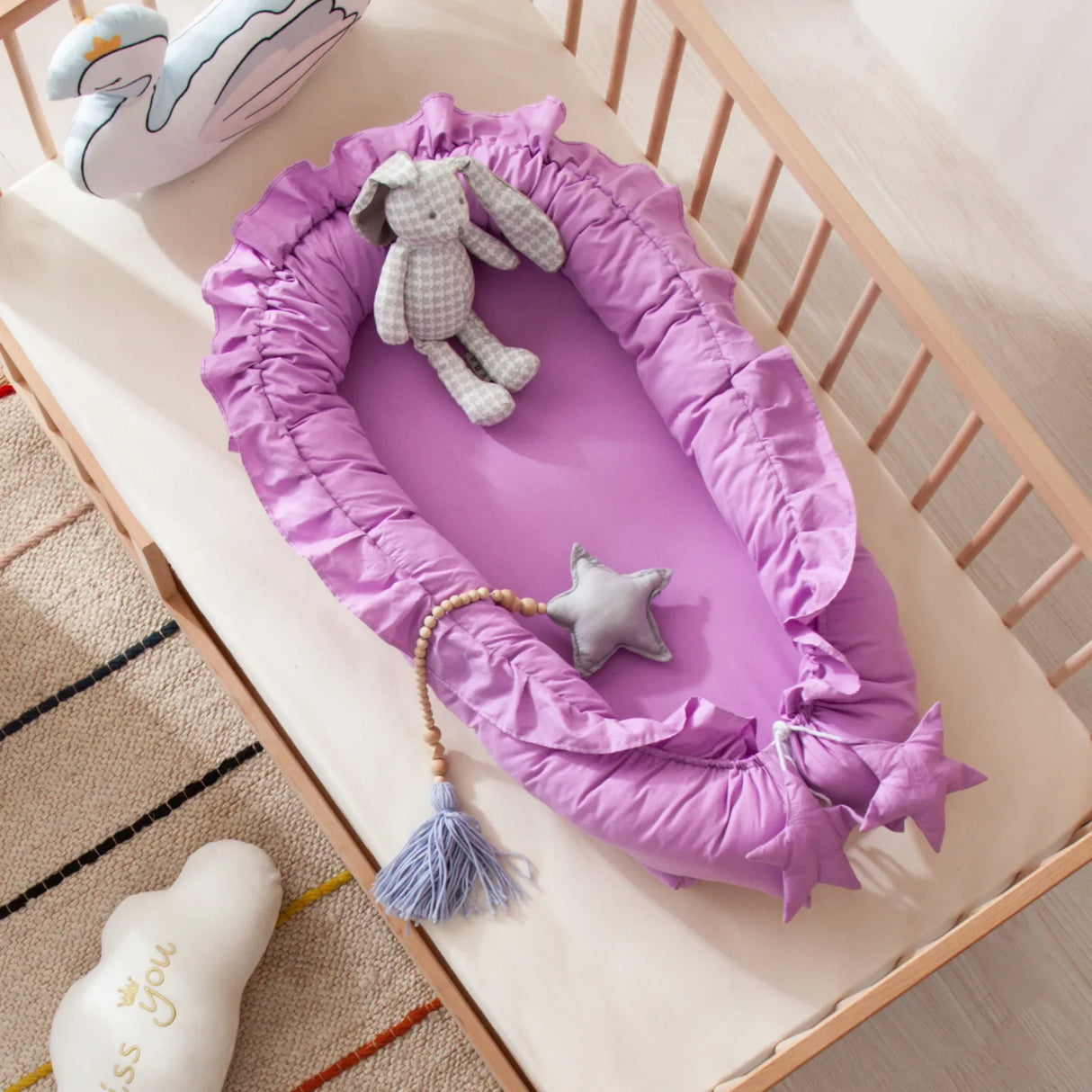 60x95cm Baby Newborn Portable Crib Lounger Cotton Nest Boys Girls Infant Bassinet Bumper Soft Travel Bed Birth Gift Bed