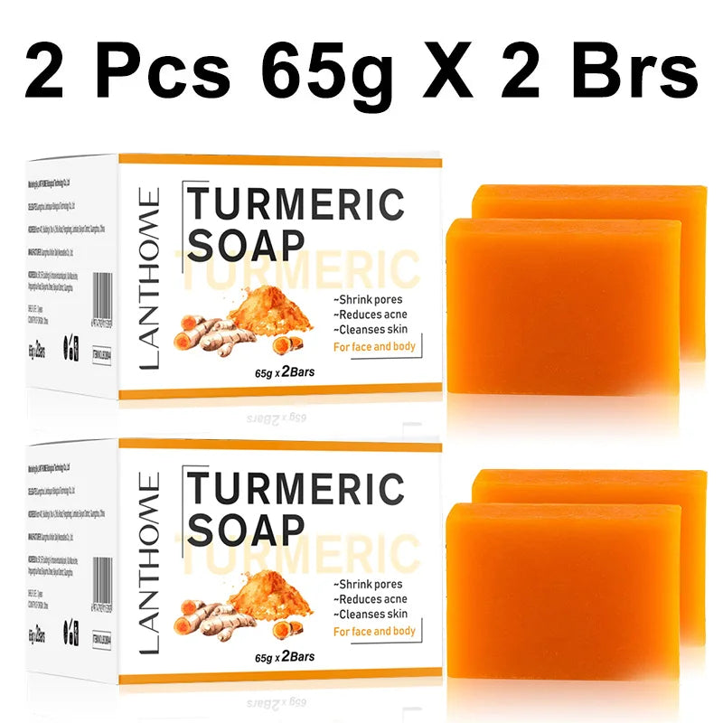 65g X2 Turmeric Soaps Natural Handmade Soap Clean Oil Control Removal Acne Skin Brightening Skin Care Whitening Soap Body Care