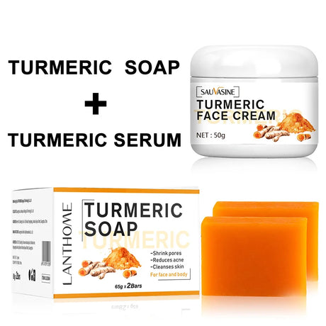 65g X2 Turmeric Soaps Natural Handmade Soap Clean Oil Control Removal Acne Skin Brightening Skin Care Whitening Soap Body Care