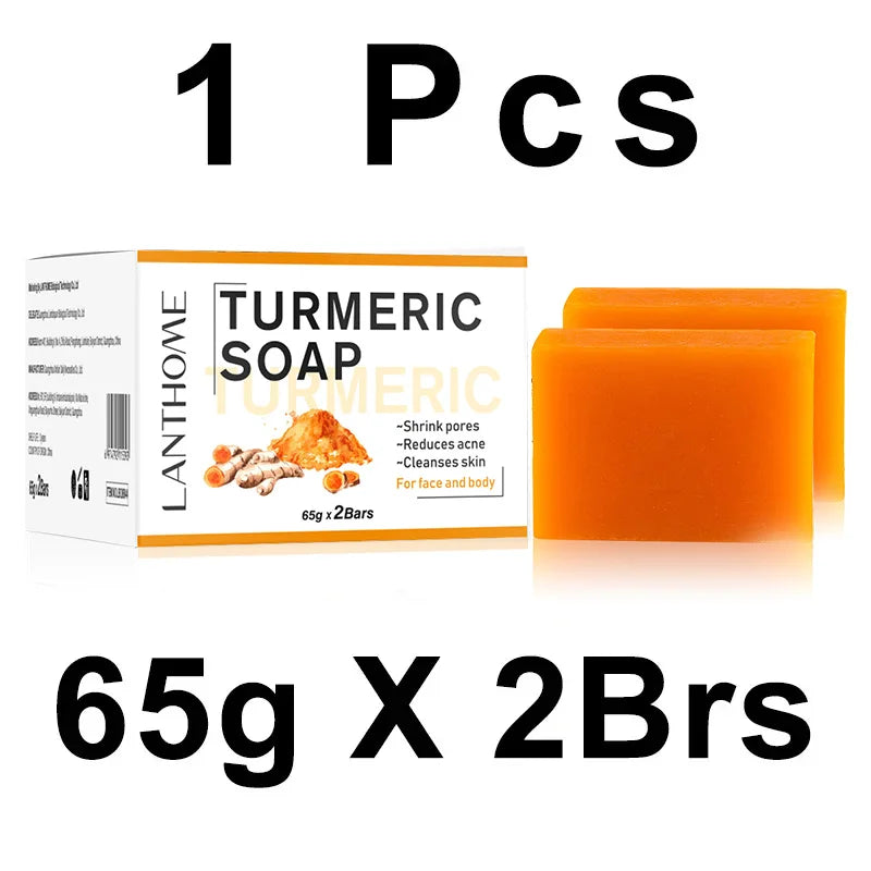 65g X2 Turmeric Soaps Natural Handmade Soap Clean Oil Control Removal Acne Skin Brightening Skin Care Whitening Soap Body Care