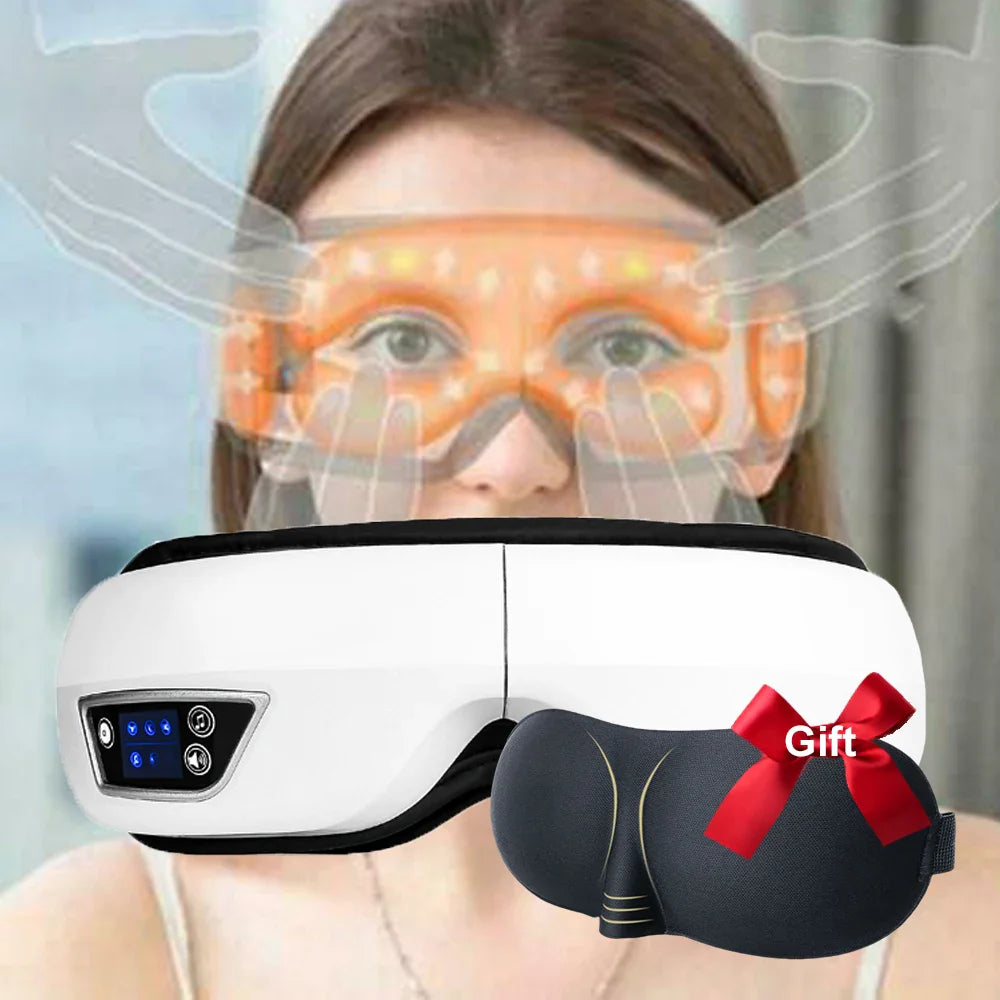 6D Smart Airbag Vibration Eye Massager Eye Care Instrumen Heating Bluetooth Music Relieves Fatigue and Dark Circles Sleep Mask