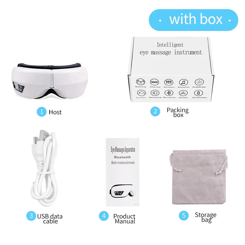 6D Smart Eye Massager Vibration Hot Airbag Compress Eye Care Instrument Bluetooth Music Eye Massage Glasses Eye Relax Fatigue