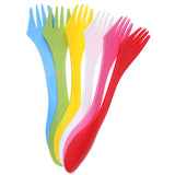 6Pcs/Set 3 In 1 Children Utensil Plastic Spork Combo Travelling Gadget Cutlery Tableware Spoon Fork Cutter Camping Hiking Picnic