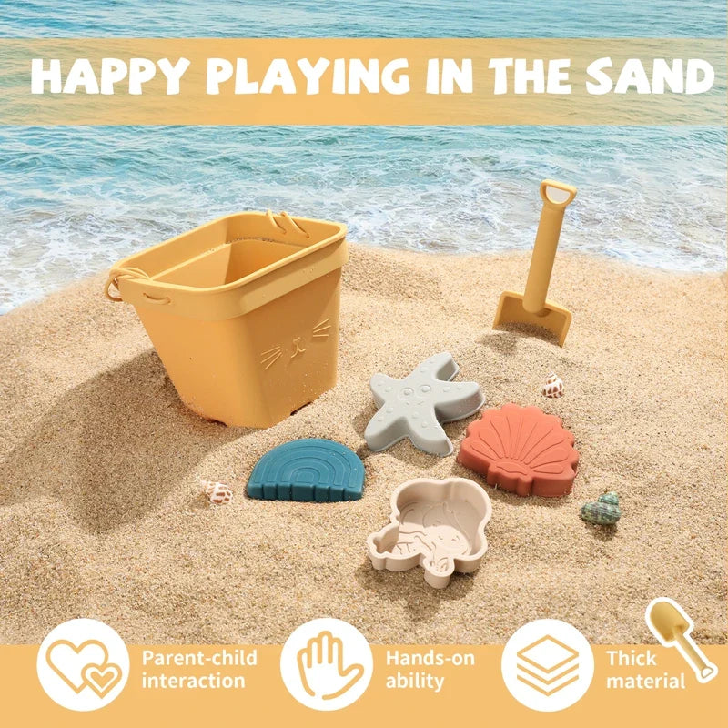 6Pcs/Set Silicone Beach Sensory Bucket Toy Animal Model Sand Plage for Children Parent Interactive Beach Water Play Toys for Kid