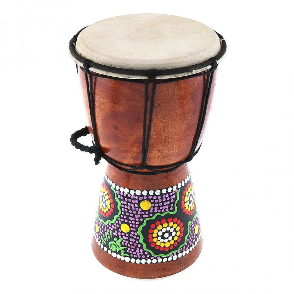 6in African Djembe Drum Hand-Carved Solid-Wood Goat-Skin Traditional African Musical Instrument