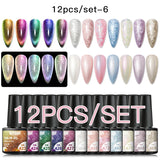 7/10/12PCS/SET Cat Magnetic Gel Nail Polish Set 9D Reflective Glitter Gel Semi Permanent UV Gel Soak Off Sparkling Nail Art Kits