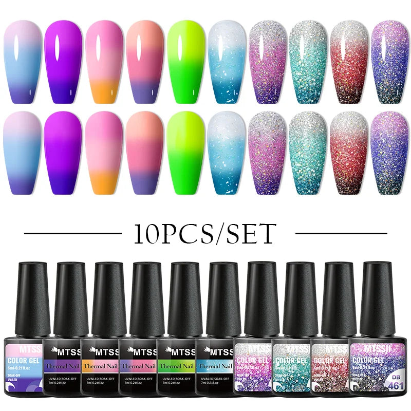 7/10/12PCS/SET Cat Magnetic Gel Nail Polish Set 9D Reflective Glitter Gel Semi Permanent UV Gel Soak Off Sparkling Nail Art Kits