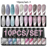 7/10/12PCS/SET Cat Magnetic Gel Nail Polish Set 9D Reflective Glitter Gel Semi Permanent UV Gel Soak Off Sparkling Nail Art Kits