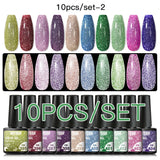 7/10/12PCS/SET Cat Magnetic Gel Nail Polish Set 9D Reflective Glitter Gel Semi Permanent UV Gel Soak Off Sparkling Nail Art Kits