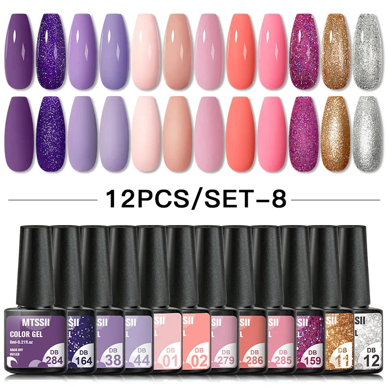 7/10/12PCS/SET Cat Magnetic Gel Nail Polish Set 9D Reflective Glitter Gel Semi Permanent UV Gel Soak Off Sparkling Nail Art Kits