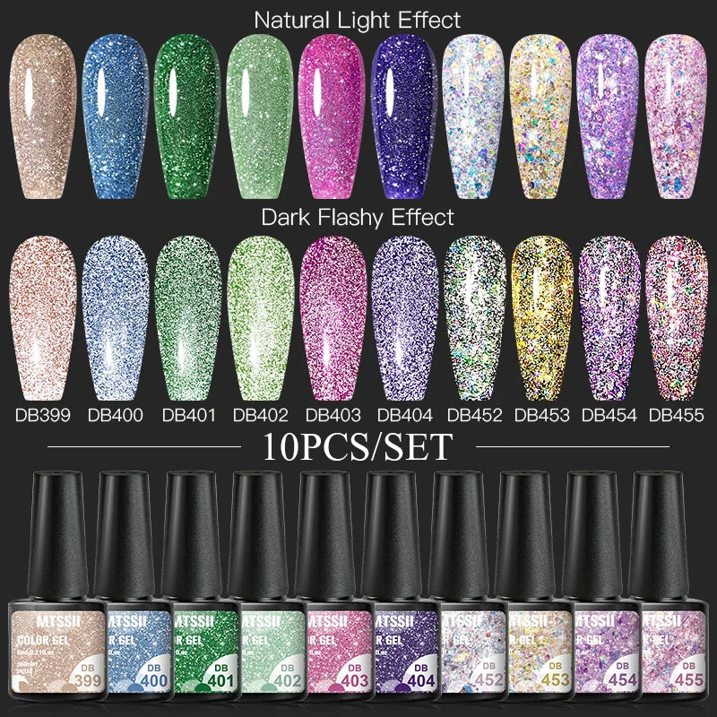 7/10/12PCS/SET Cat Magnetic Gel Nail Polish Set 9D Reflective Glitter Gel Semi Permanent UV Gel Soak Off Sparkling Nail Art Kits