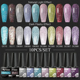 7/10/12PCS/SET Cat Magnetic Gel Nail Polish Set 9D Reflective Glitter Gel Semi Permanent UV Gel Soak Off Sparkling Nail Art Kits