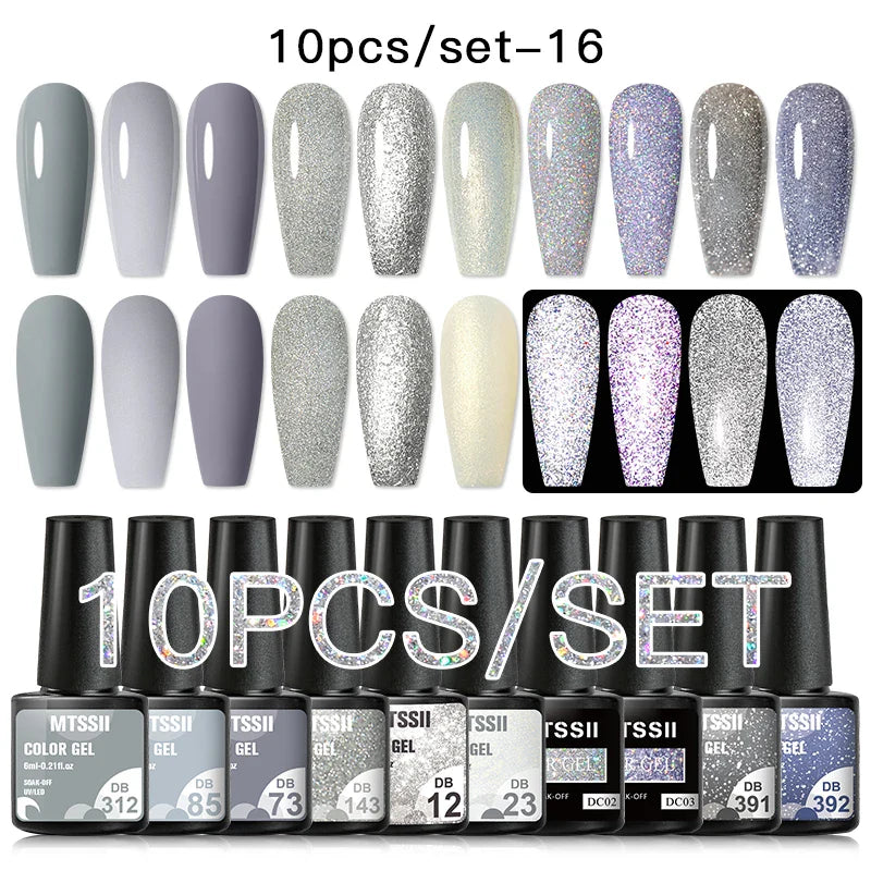 7/10/12PCS/SET Cat Magnetic Gel Nail Polish Set 9D Reflective Glitter Gel Semi Permanent UV Gel Soak Off Sparkling Nail Art Kits