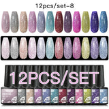 7/10/12PCS/SET Cat Magnetic Gel Nail Polish Set 9D Reflective Glitter Gel Semi Permanent UV Gel Soak Off Sparkling Nail Art Kits