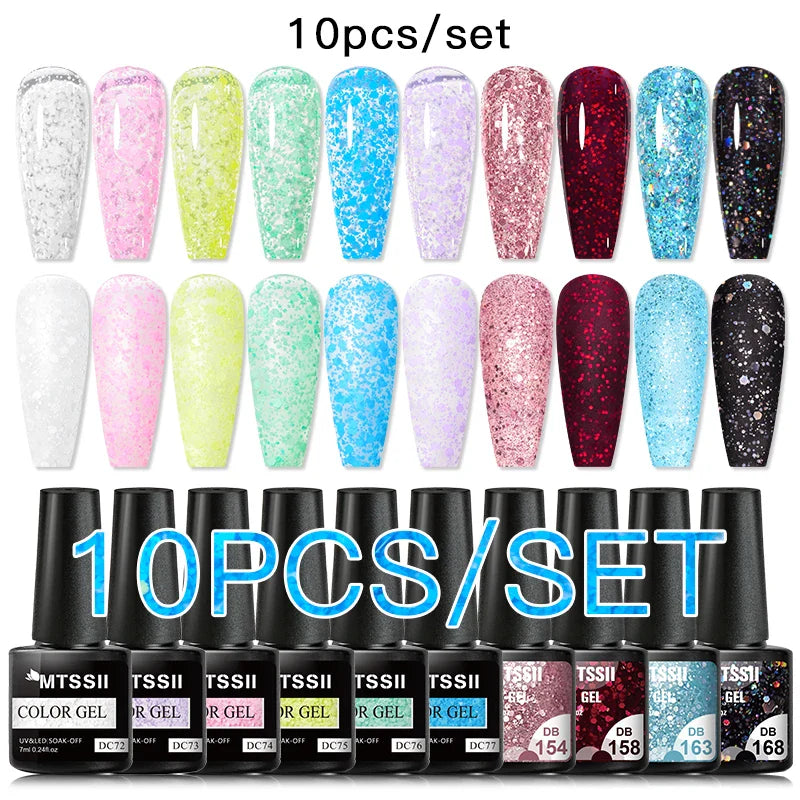 7/10/12PCS/SET Cat Magnetic Gel Nail Polish Set 9D Reflective Glitter Gel Semi Permanent UV Gel Soak Off Sparkling Nail Art Kits