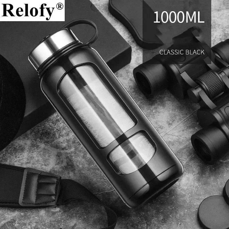 700/1000ml Large Capacity Portable Glass Water Bottles Outdoor Sports Water Bottle Leak-proof Bike Climbing Drinkware