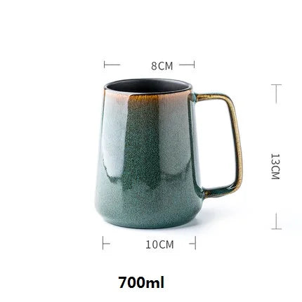 700ml Europe Retro Ceramic Mug With Spoon Coffee Creative Office Office Tea Drink Drinkware Couples Gift