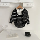 7058 Baby Clothing Set 2023 Autumn New Knitted Baby Girl's Coat Cardigan Or Suspenders Climbing Clothes Sweater