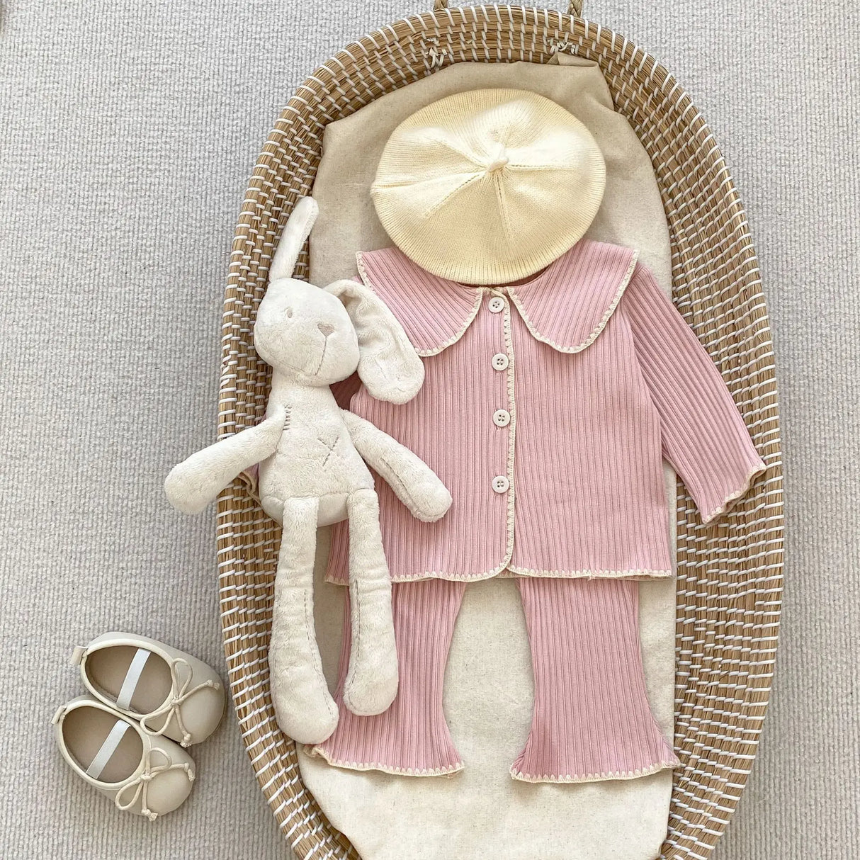 7395 Baby Clothing Set 2023 Autumn New Knitted Girl's Suit Lapel Long Sleeve Cardigan+Pant 0-3Year Kid's Two-piece Suit