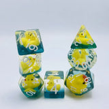 7Pcs/set Multi-Faceted Digital Dice Set Filled with Ducks Animal Acrylic Table Game Opaque Polyhedral Dice for DND Dice Tabletop