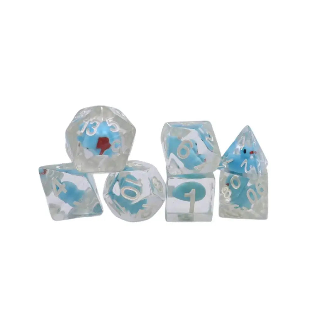 7Pcs/set Multi-Faceted Digital Dice Set Filled with Ducks Animal Acrylic Table Game Opaque Polyhedral Dice for DND Dice Tabletop