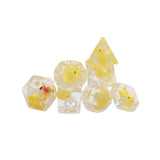 7Pcs/set Multi-Faceted Digital Dice Set Filled with Ducks Animal Acrylic Table Game Opaque Polyhedral Dice for DND Dice Tabletop