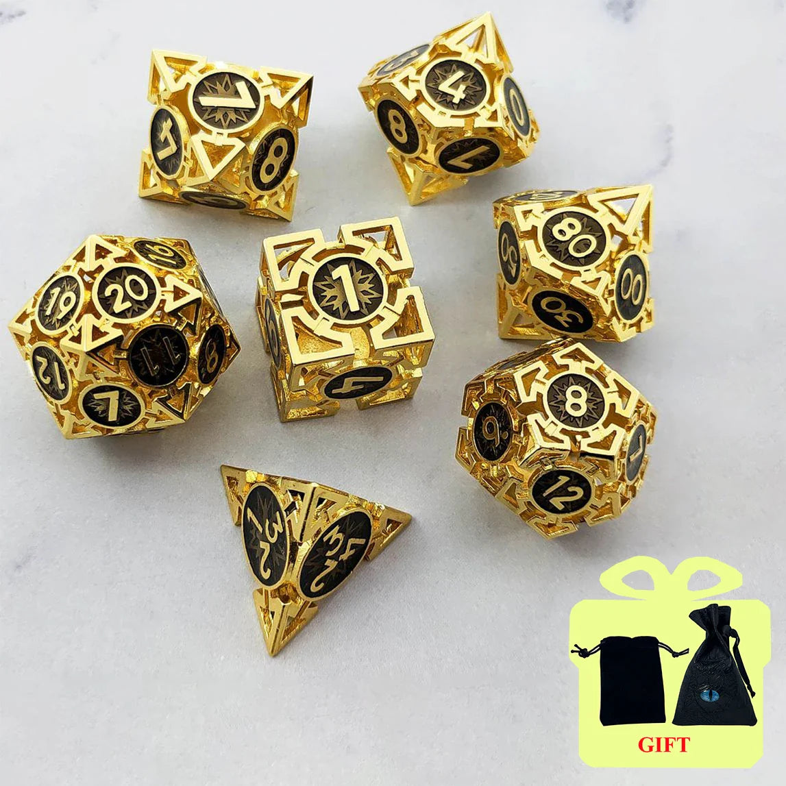 7pcs Dnd Dice Set for TRPG&RPG D&D Dice 7 PCs DND Dice Polyhedral Dice Set for Role Playing Game RPG Pathfinder D20 D8 D6 D4