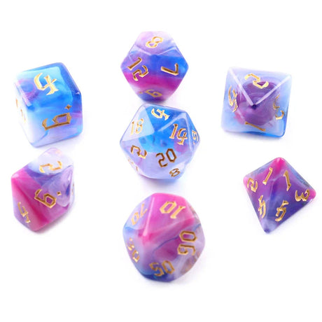 7pcs/set Polyhedral 7-Die Carved Pattern Dice Set D4 D6 D8 D10 D% D12 D20 For Game