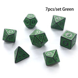 7pcs/set Polyhedral 7-Die Carved Pattern Dice Set D4 D6 D8 D10 D% D12 D20 For Game