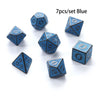 7pcs/set Polyhedral 7-Die Carved Pattern Dice Set D4 D6 D8 D10 D% D12 D20 For Game