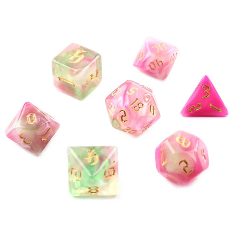 7pcs/set Polyhedral 7-Die Carved Pattern Dice Set D4 D6 D8 D10 D% D12 D20 For Game