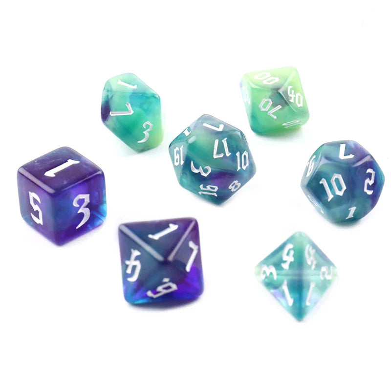 7pcs/set Polyhedral 7-Die Carved Pattern Dice Set D4 D6 D8 D10 D% D12 D20 For Game