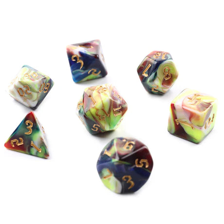 7pcs/set Polyhedral 7-Die Carved Pattern Dice Set D4 D6 D8 D10 D% D12 D20 For Game