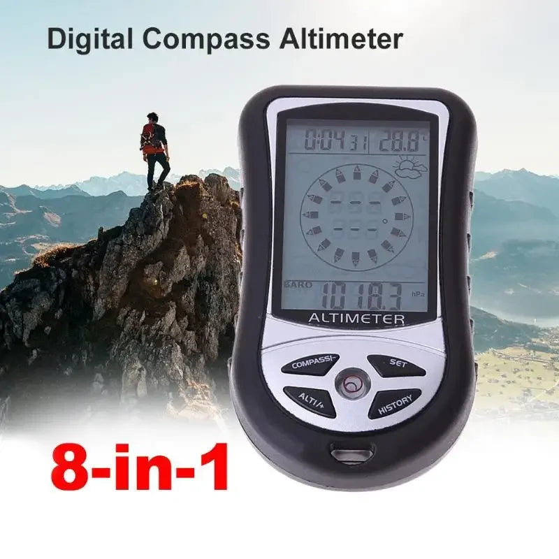 8 in 1 Handheld Navigation Compass altimeter thermometer barometer Outdoor Hiking Camping Fishing Compass