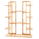 9 Tier Bamboo 17 Potted Plant Stand Rack Multiple Flowerpot Holder Shelf Indoor Outdoor Planter Display Shelving Unit for Patio