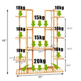 9 Tier Bamboo 17 Potted Plant Stand Rack Multiple Flowerpot Holder Shelf Indoor Outdoor Planter Display Shelving Unit for Patio