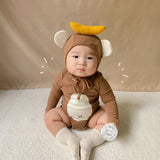 9407 Baby One-piece Clothes Autumn Monkey With Banana Bodysuit Pure Cotton Newborn Climbing Clothes Baby Boy Girl Onesies