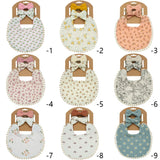 9Sets/Lot Baby Flower Bibs & Headbands Bow Nylon Hairbands Double Side Saliva Towel Feeding Burp Cloth Scarf Boys Girls Headwear