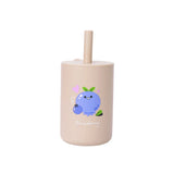 150ML Baby Silicone Cup with Exquisite Pattern Lid Portable Drink Straw Cup Children Leak-proof Feeding Grandma Bottle Cup