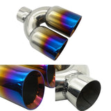 Car Double Outlet 63MM Exhaust Muffler Tip Universal 2.5inch Inlet 89/101mm Outlet Stainless Steel Double Wall for Golf BMW