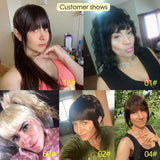 Human Hair Bangs 3 Clips 3D Blunt Cut Natural Hair Bangs OverHead Clip In Hair Extensions Non-Remy 2.5"x4.5" Black Brown Blonde