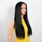 Synthetic Lace Front Wig For Black Women Long Straight Middle Part Wig High Temperature Hair Red Ombre Cosplay Wigs