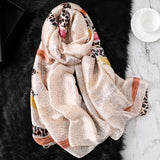 100% Natural Silk Scarf Women Luxury Brand Digital Print Flowers Silk Pashmina Shawl Female Long Bandana Foulard 2020 Oversize