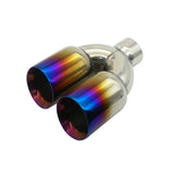 Car Double Outlet 63MM Exhaust Muffler Tip Universal 2.5inch Inlet 89/101mm Outlet Stainless Steel Double Wall for Golf BMW